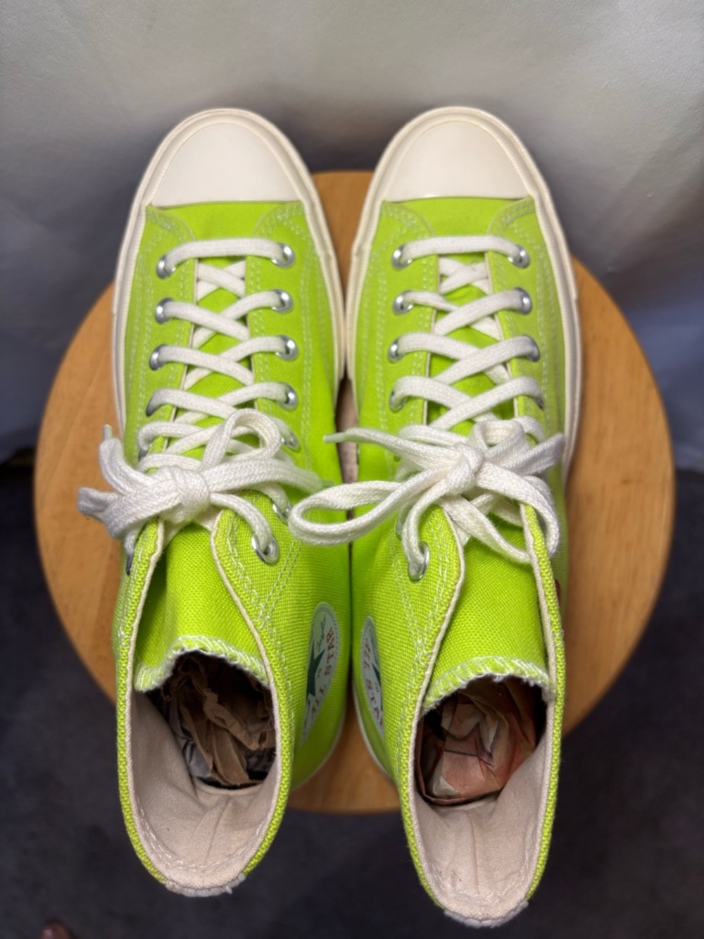 Converse x Comme des Garçons Play Neon Green High Top Sneakers 10W - Picture 8 of 10